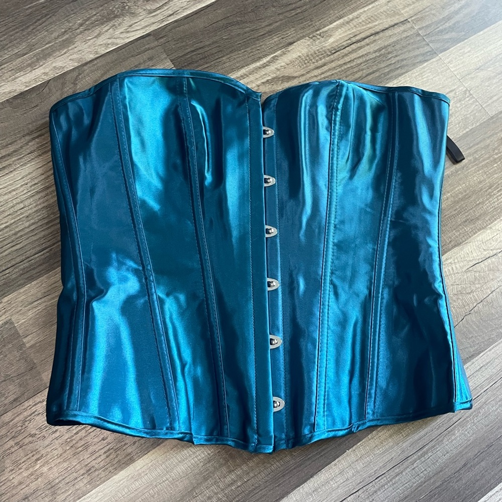 Teal metallic corset